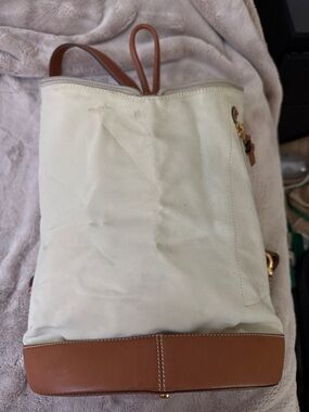 LOEWE Anton canvas and leather backpack Beige× Brown